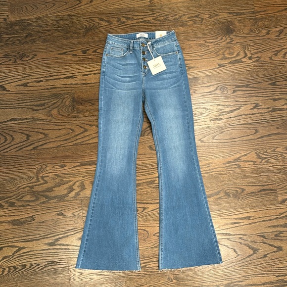 Just Black Denim - High Rise Scissor Cut Flare Jeans Light Denim main image 0
